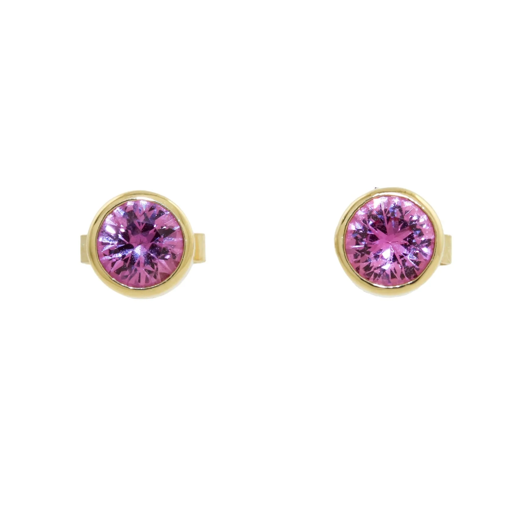 14k Gold x Round Pink Sapphire Studs