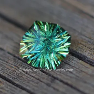 1.6 Carat Green/Yellow Parti Sapphire Octagon -  7.7x7.4mm - Galaxy Cut