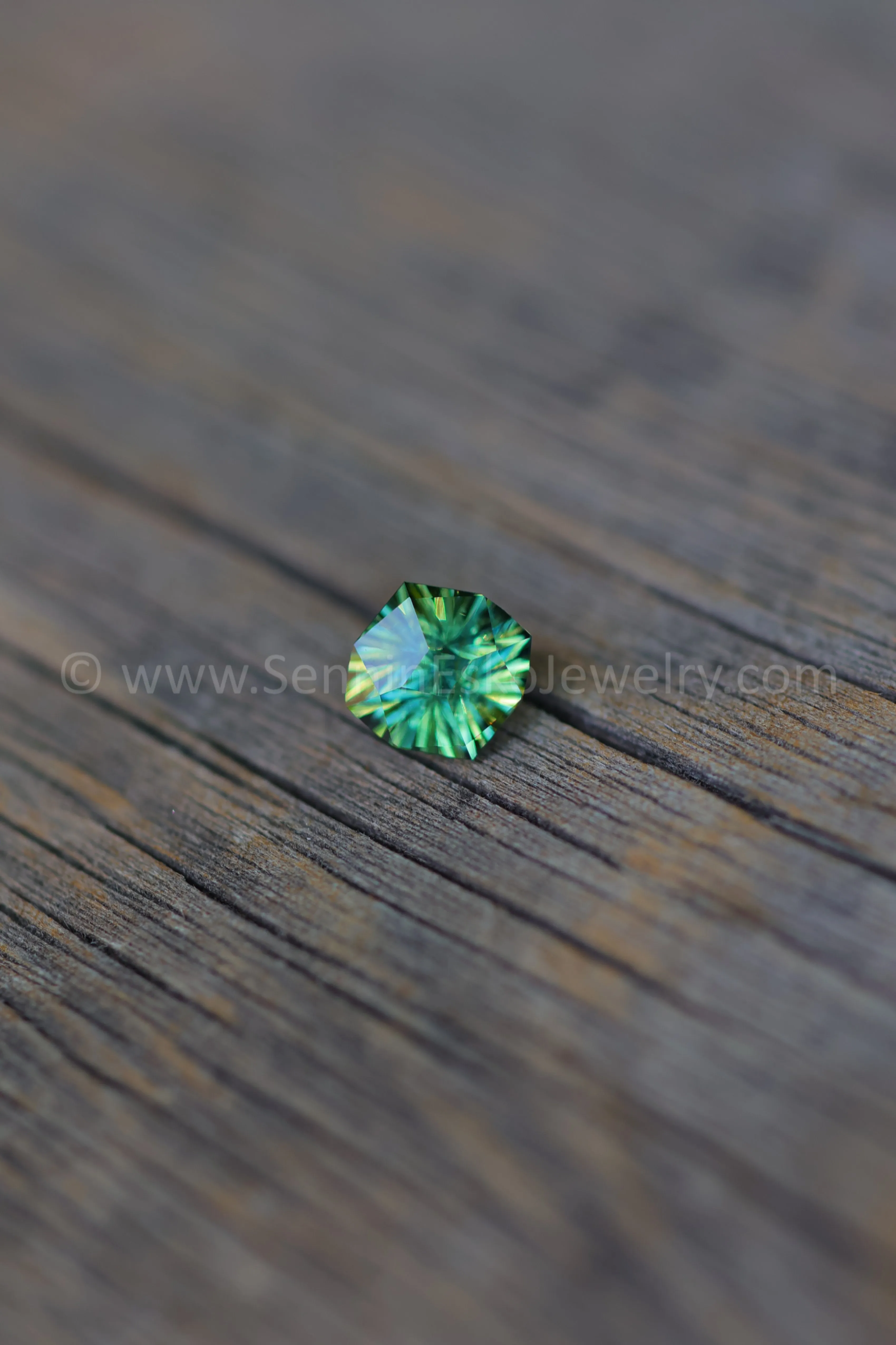 1.6 Carat Green/Yellow Parti Sapphire Octagon -  7.7x7.4mm - Galaxy Cut