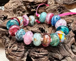 17 Multicolor Gems Lampwork Beads Set SRA