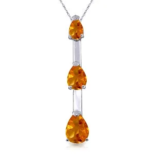 1.71 Carat 14K Solid White Gold Life And More Citrine Necklace