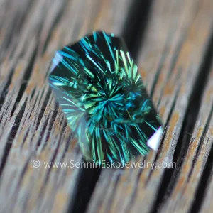 1.8 Carat Deep Blue/Green Sapphire Octagon - 8x5.2mm - Galaxy Cut