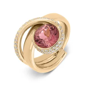 18ct Rose Gold 2.50ct Pink Tourmaline and Diamond Dress Ring D