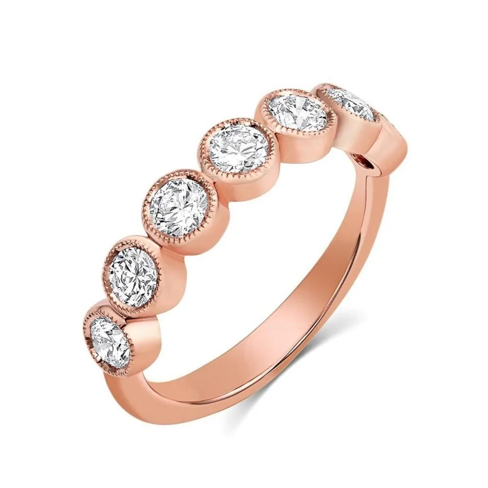 18kt Rose Gold 1.08ctw Round Brilliant Diamond Half Band