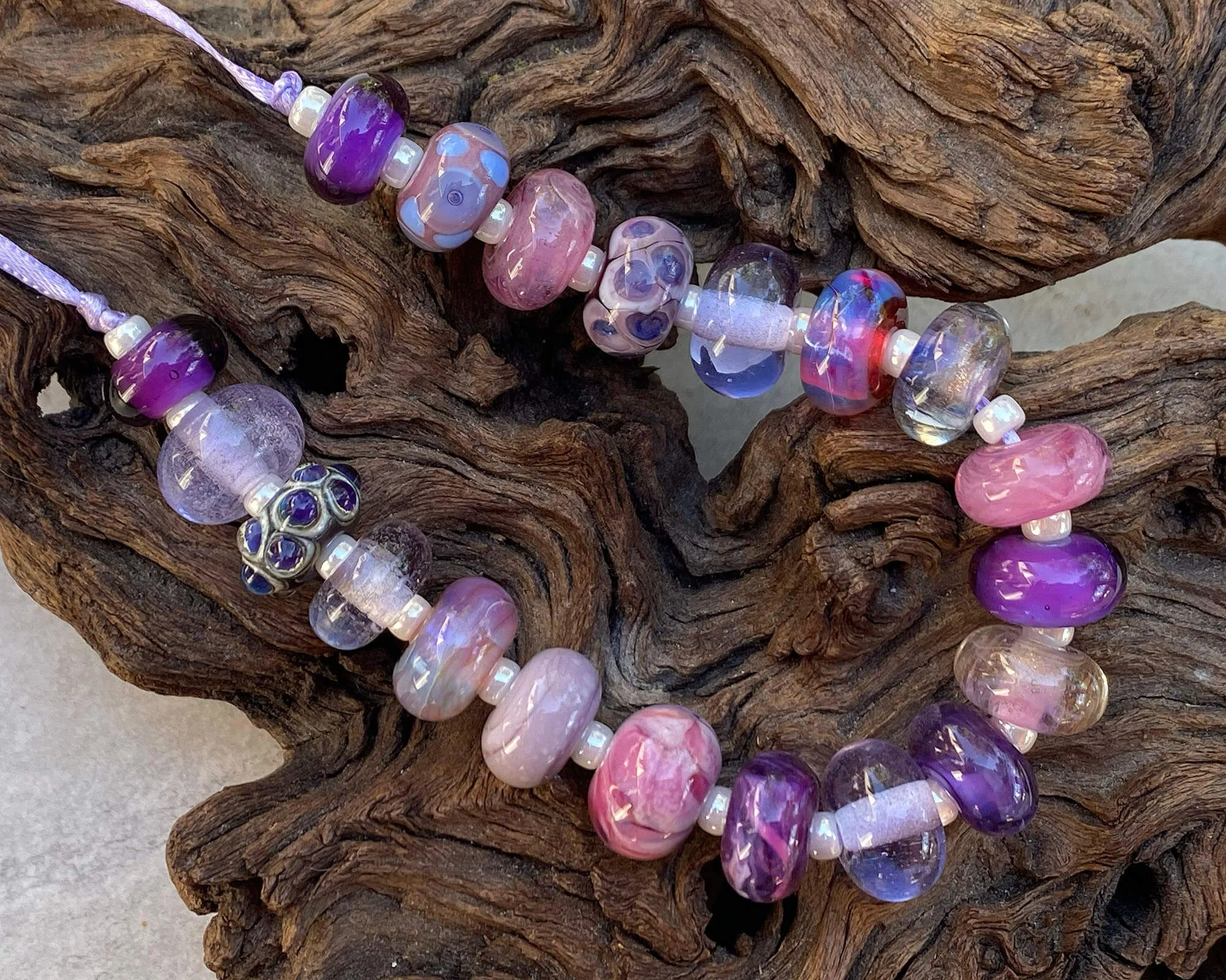 20 Purple Orphan Lampwork Beads Set SRA