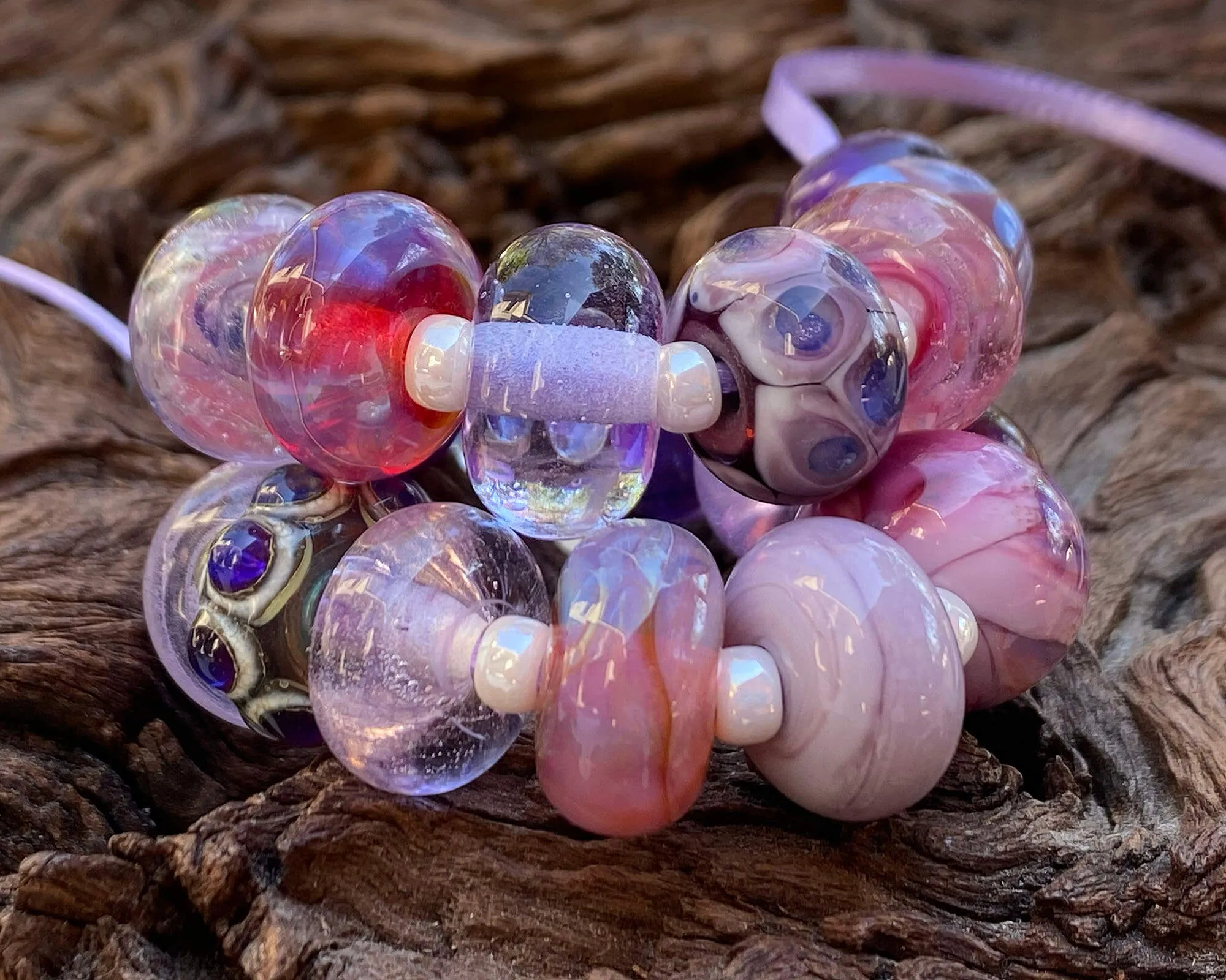 20 Purple Orphan Lampwork Beads Set SRA