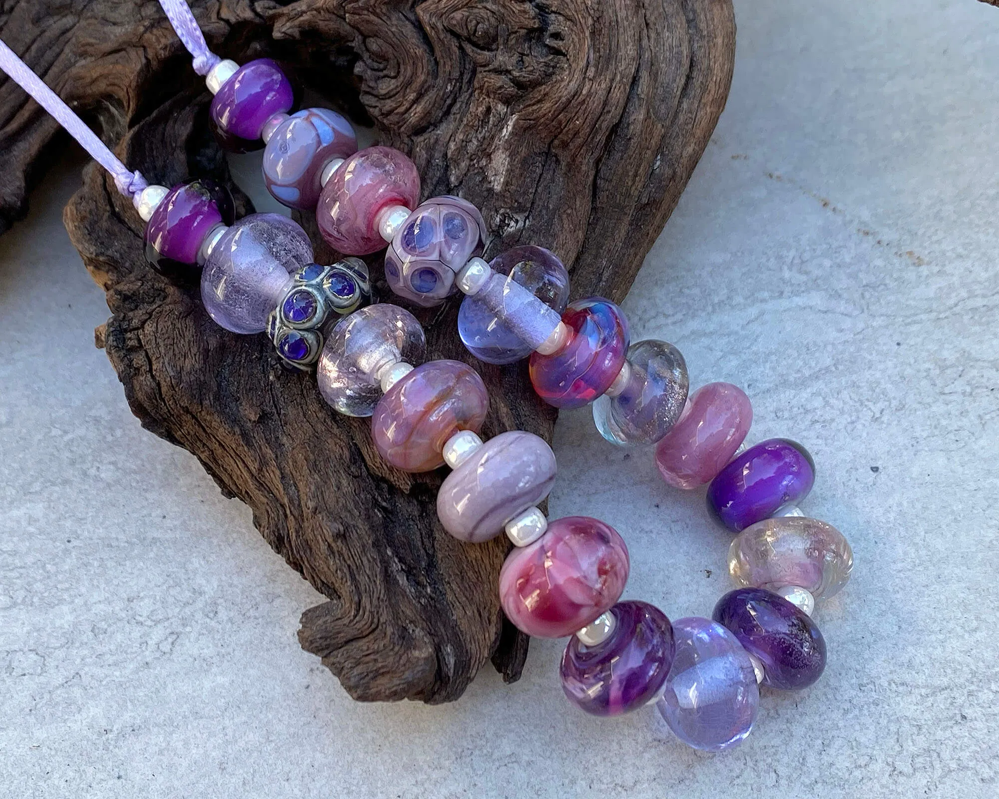 20 Purple Orphan Lampwork Beads Set SRA