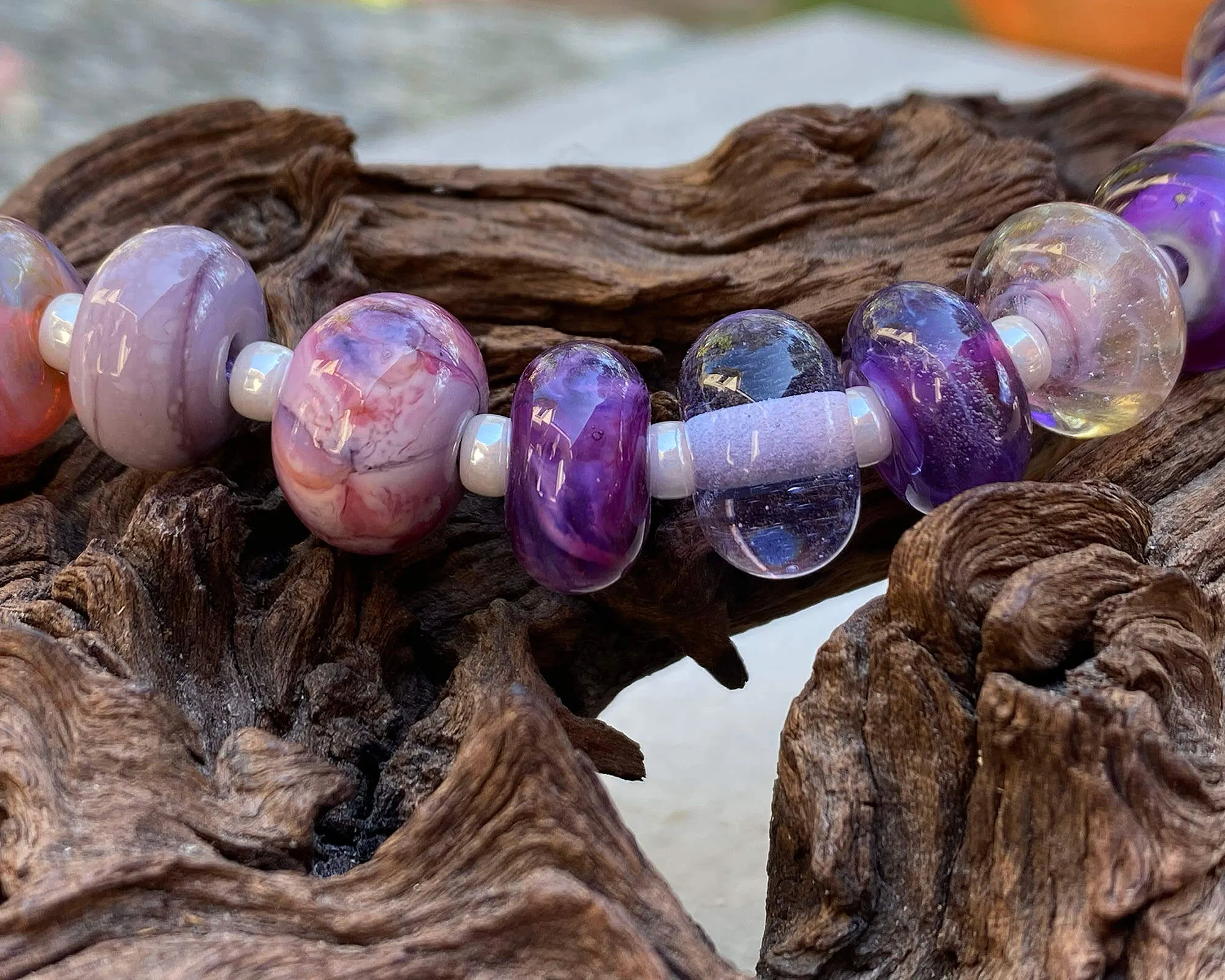 20 Purple Orphan Lampwork Beads Set SRA