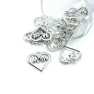 4 or 20 Pieces: Silver Mother's Day Mom Charms