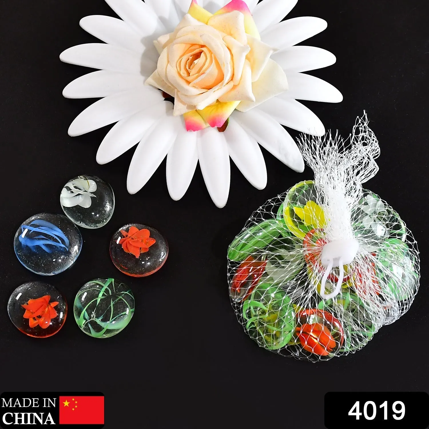 4019 Glass Gem Stone, Flat Round Marbles Pebbles for Vase Fillers, Attractive pebbles for Aquarium Fish Tank.