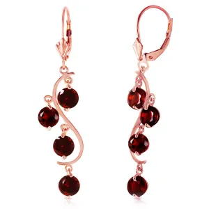 4.95 Carat 14K Solid Rose Gold Garnet Leverback Earrings