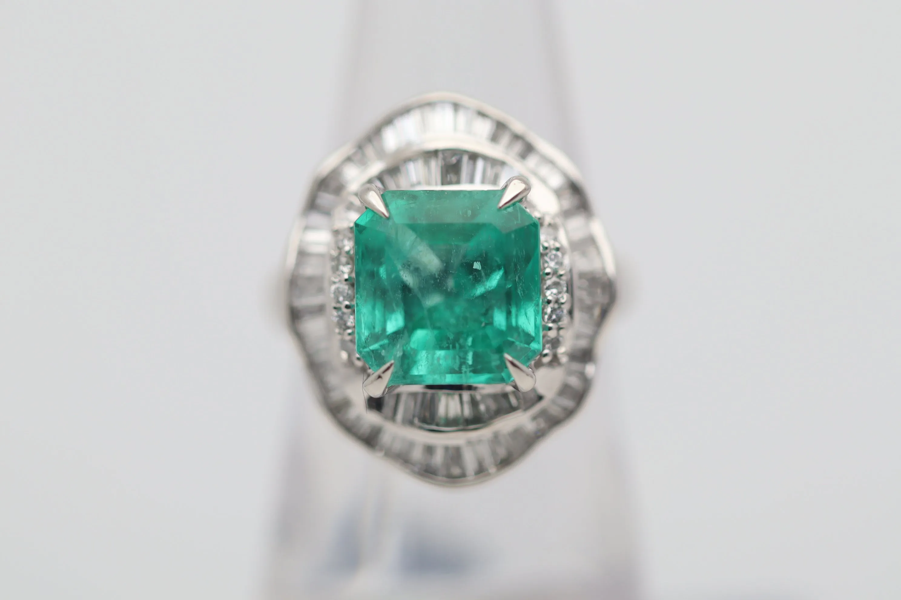 5.08 Carat Emerald Diamond Platinum Ring