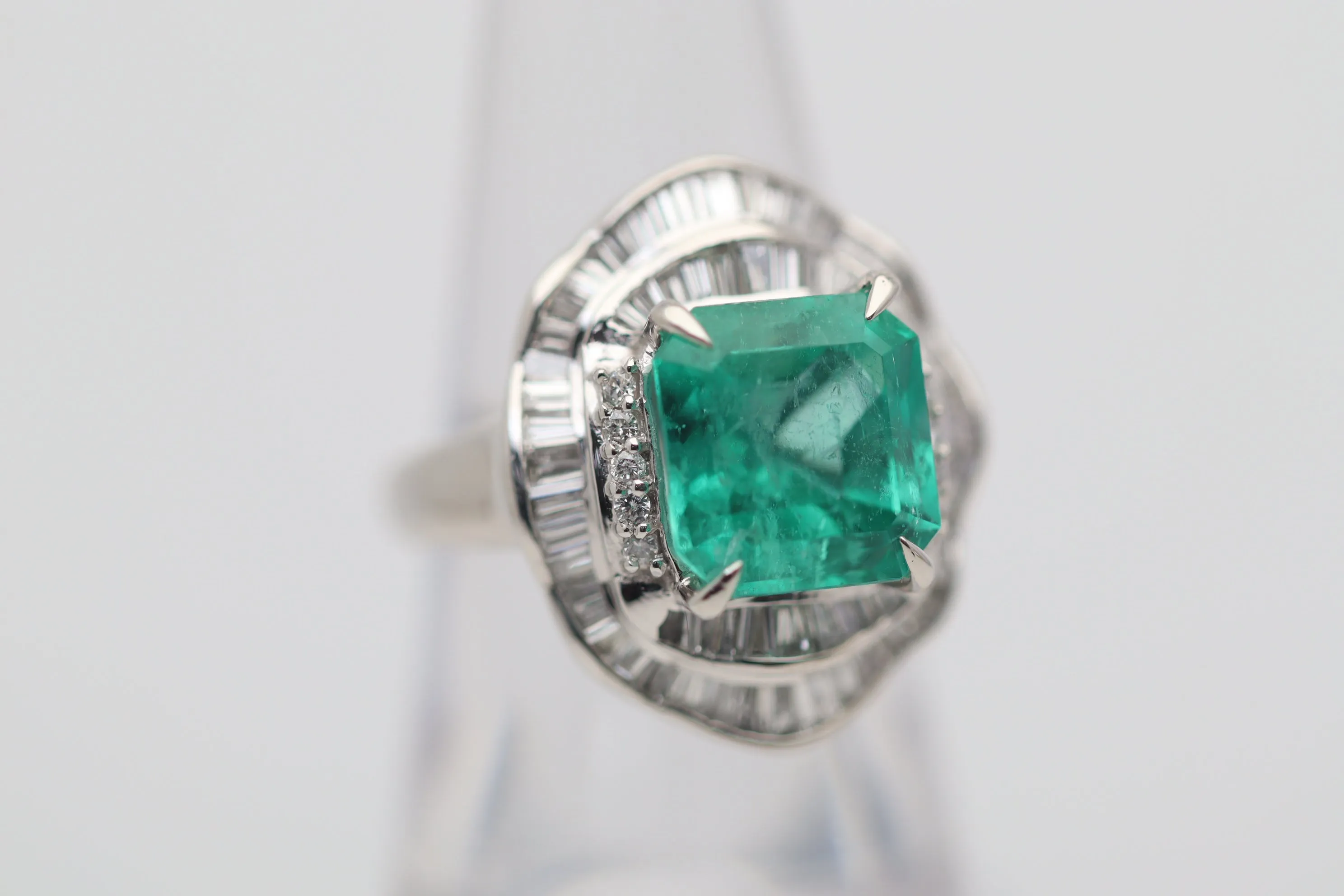 5.08 Carat Emerald Diamond Platinum Ring