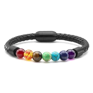 7 Chakra Beads Magnetic Buckle Bracelet | Jovivi