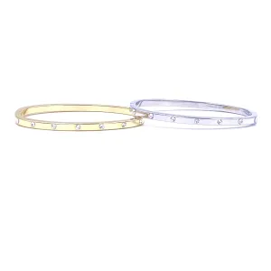 Ashley Gold Stainless Steel CZ Set Design Bangle Bracelet