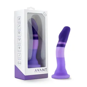 Avant By Blush® | Purple Rain D2: Artisan 7 Inch Curved G-Spot Dildo with Suction Cup Base - Elegantly Made with Smooth Ultrasilk® Purio™ Silicone