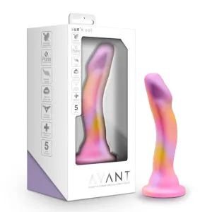 Avant By Blush® | Sun's Out Pink: Artisan 7 Inch Curved P-Spot / G-Spot Dildo with Suction Cup Base - Elegantly Made with Smooth Ultrasilk® Purio™ Silicone