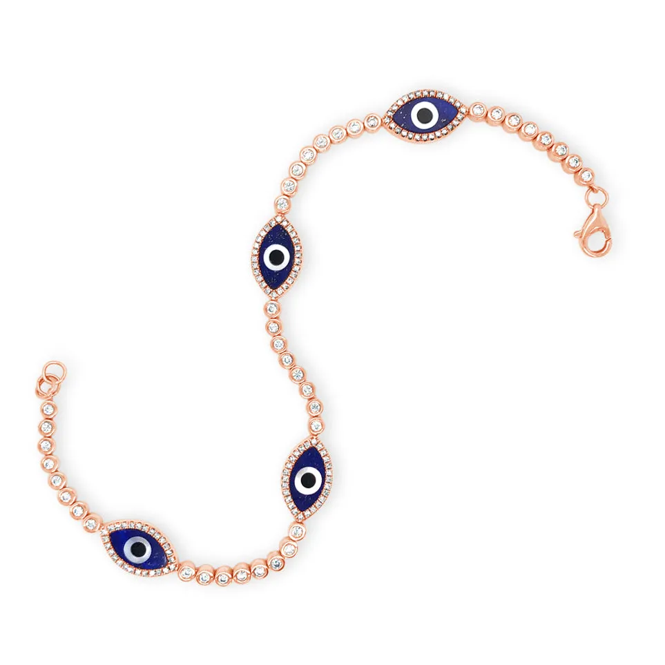 Bezel-Set Diamond Evil Eye Bracelet