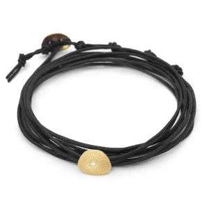 Black Cord Wrap Bracelet/Necklace with Diamond Detail