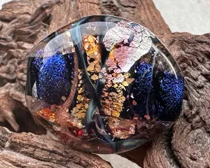 Blue Metals Dichroic Shimmer Lampwork Focal Bead SRA