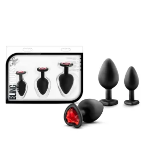 Blush Luxe Black With Red Gems Bling Plugs Training Kit