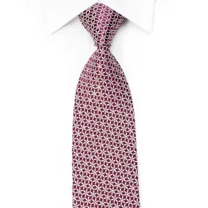 Bruno Baffi Men's Crystal Necktie Silver Trellis On Burgundy Silk With Silver Sparkles