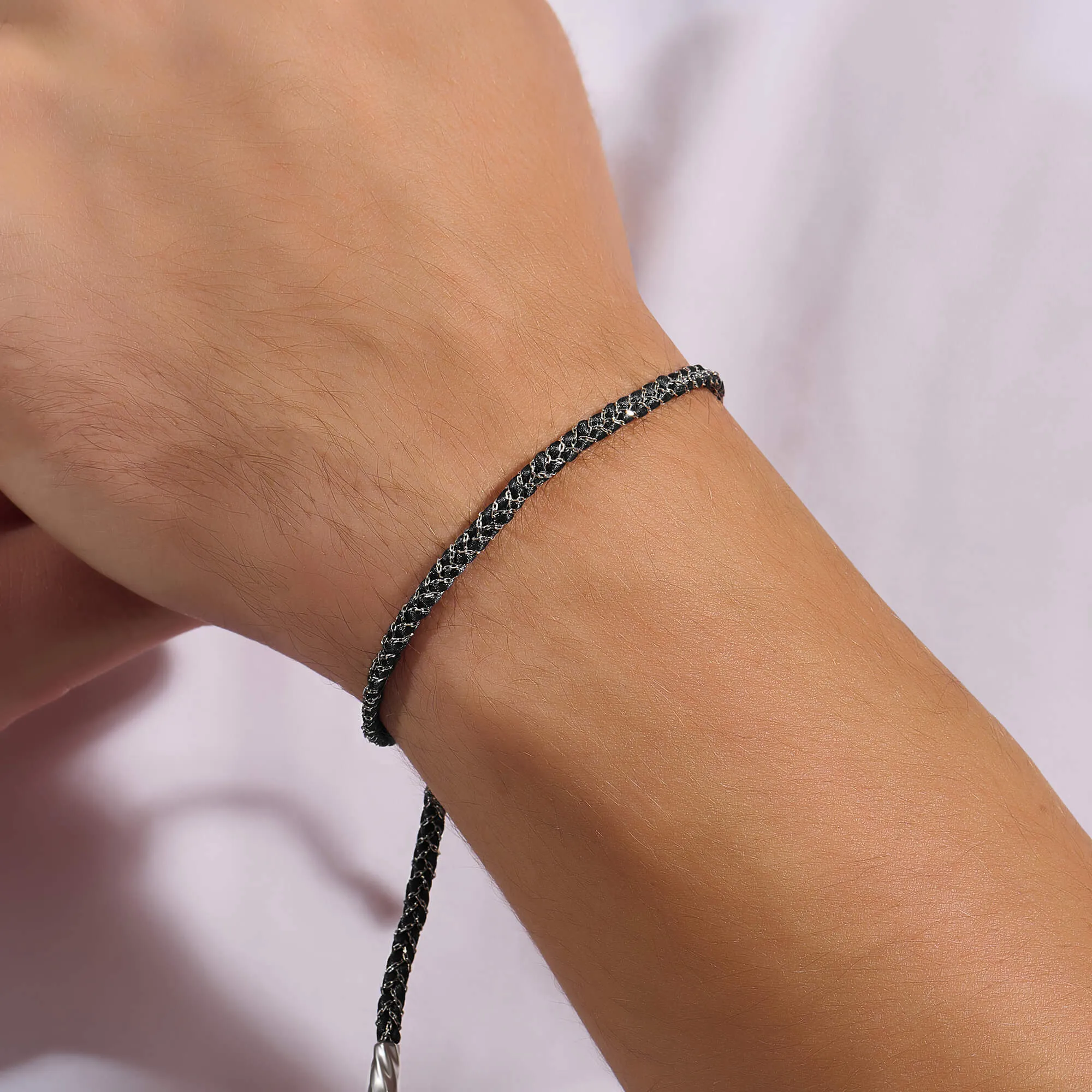 Chain and Silk Bracelet in Gold