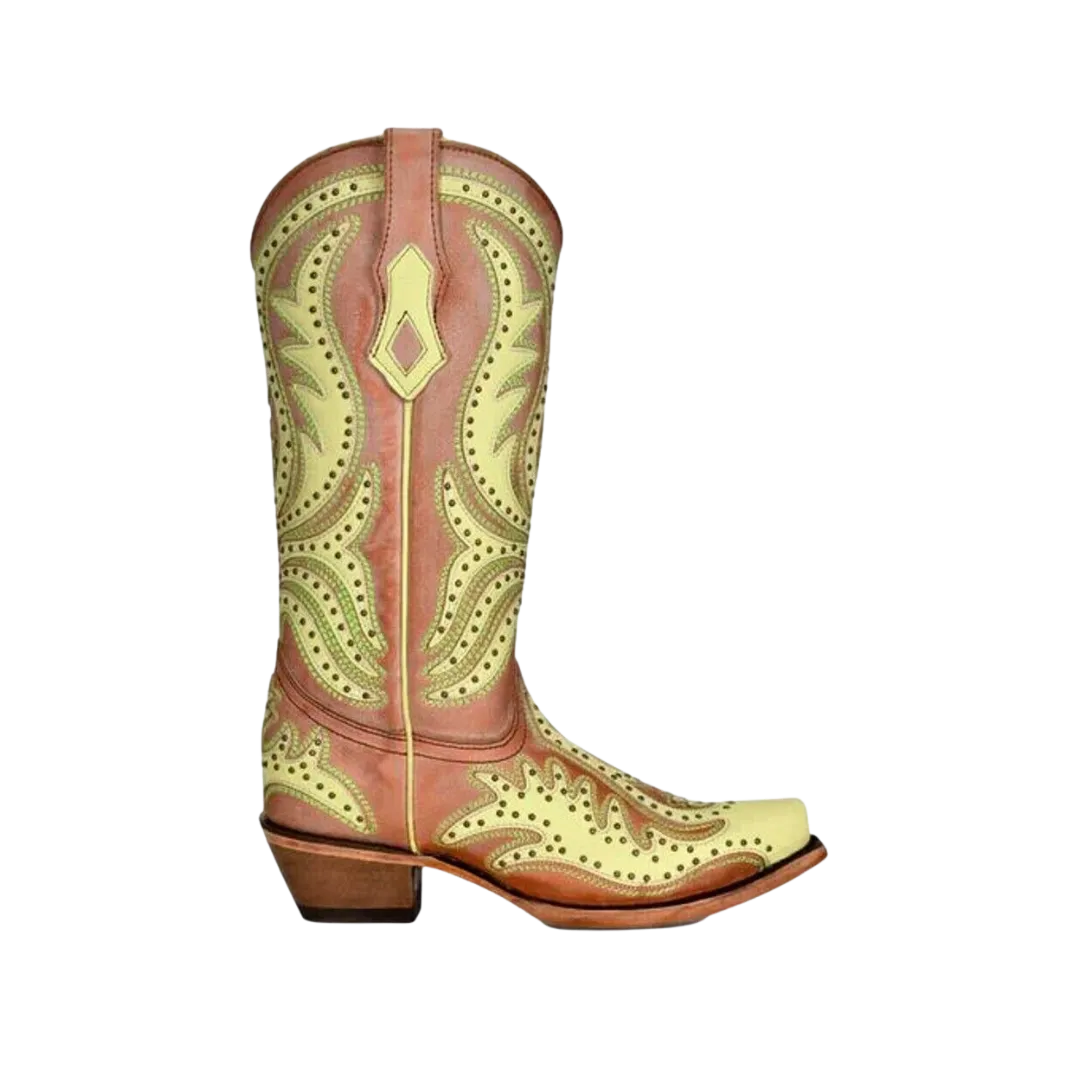 Corral Women's Neon Overlay Embroidered Lime Green Boots