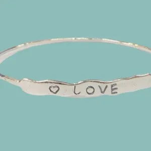 Cute Love Bangle stylish Israeli sterling silver bracelet. Bluenoemi jewelry