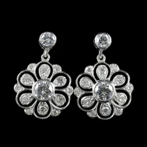 Edwardian 2.40Ct Old Cut Diamond 18Ct White Gold Earrings