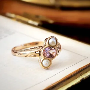 Edwardian Pearl and Morganite Dress Ring