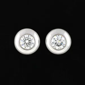 Estate Platinum Round Brilliant Diamond Stud Earrings 1.50ctw