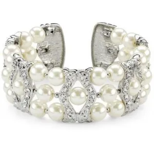 Farrin White Pearl and Crystal Cuff Bracelet