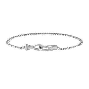 Fish Hook Cuban Chain Bracelet in Silver