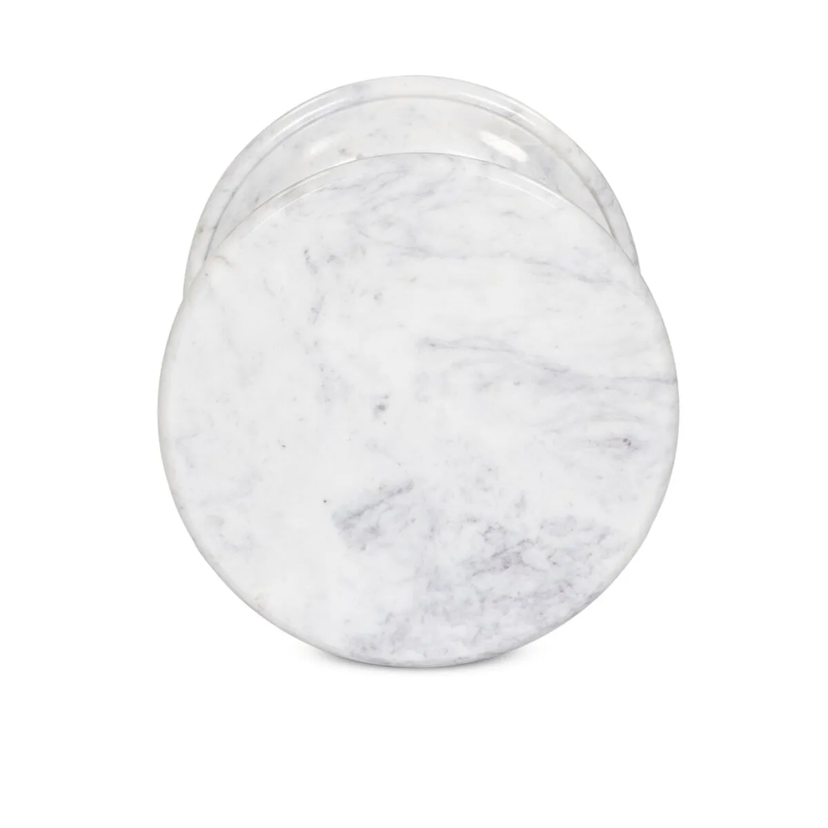 Four Hands Cyprus End Table in Veined Solid White Marble