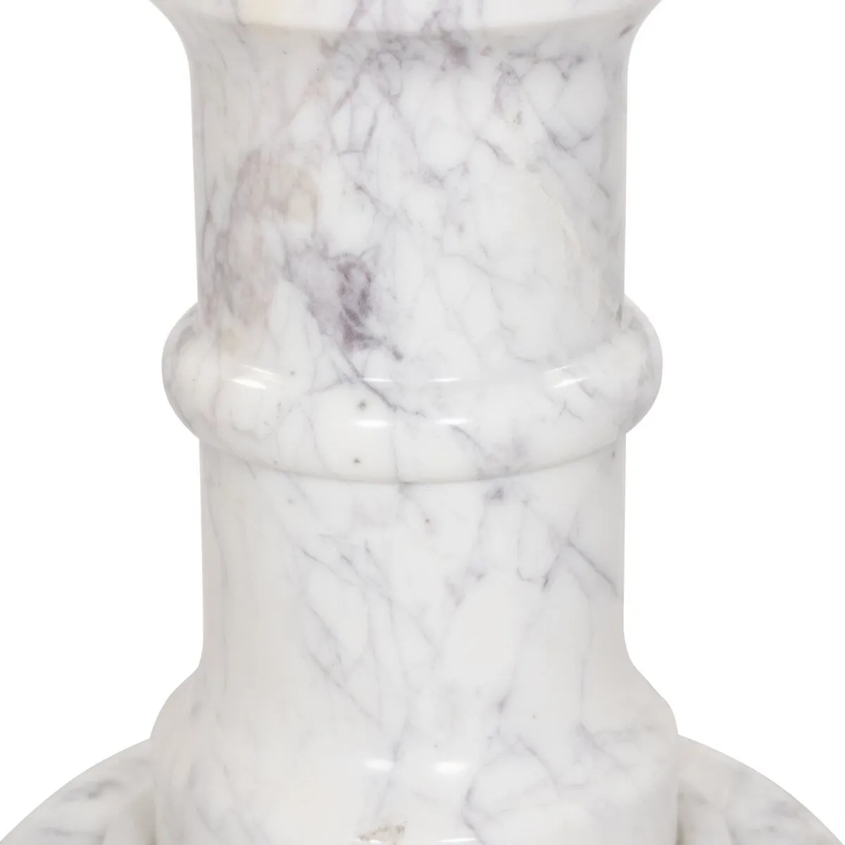 Four Hands Cyprus End Table in Veined Solid White Marble