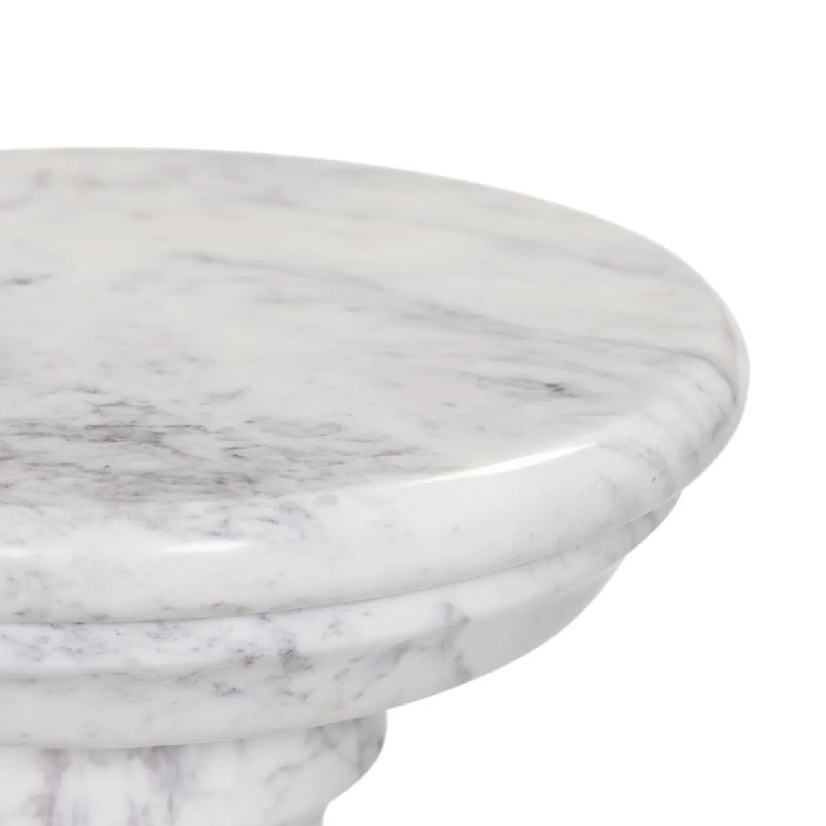 Four Hands Cyprus End Table in Veined Solid White Marble