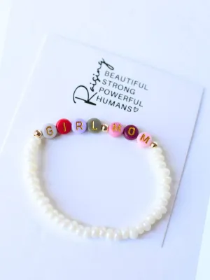 Girl Mom Beaded Stretch Pearl Bracelet - Multi Colored