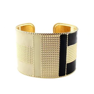 Gold Cuff Bracelet for Women with Ceramic Colors