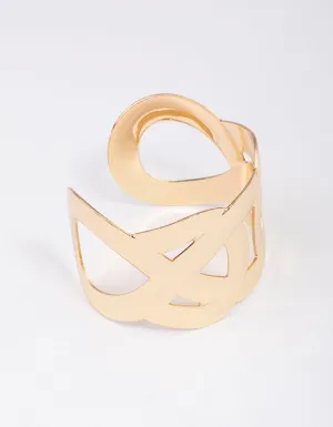 Gold Large Intertwined Wrist Cuff