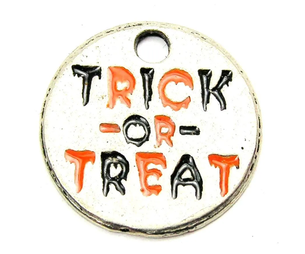 Hand Painted Trick Or Treat Circle Genuine American Pewter Charm