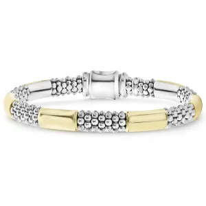 High Bar Two-Tone Station Caviar Bracelet | 6mm