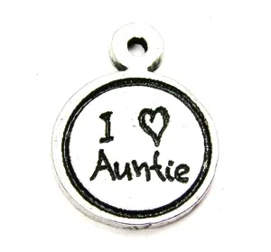 I Love Auntie Child Handwriting Genuine American Pewter Charm