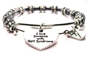 I Love Someone With Rett Syndrome 9mm Glass Beaded Single Bracelet