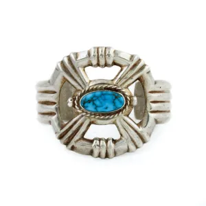 Kingman Turquoise Sandcast Navajo Cuff