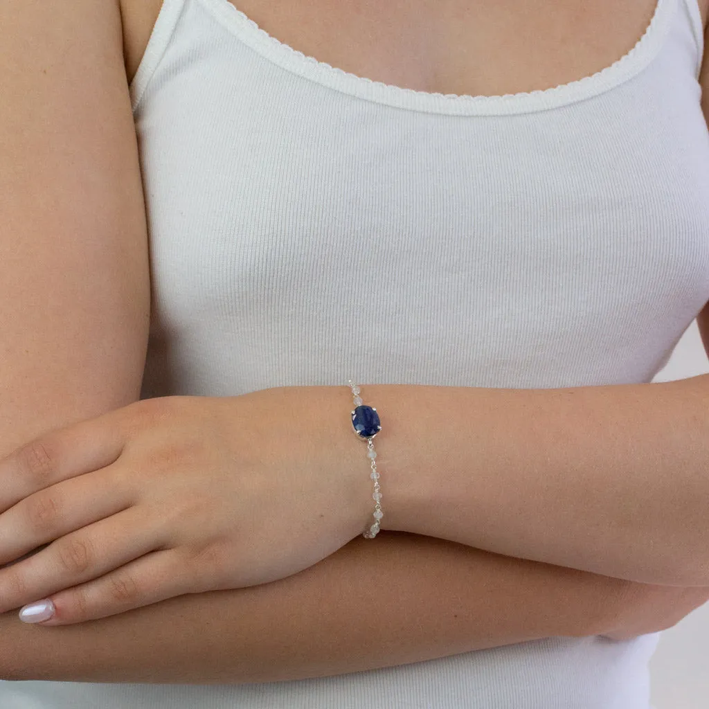 Kyanite and Rainbow Moonstone Bracelet