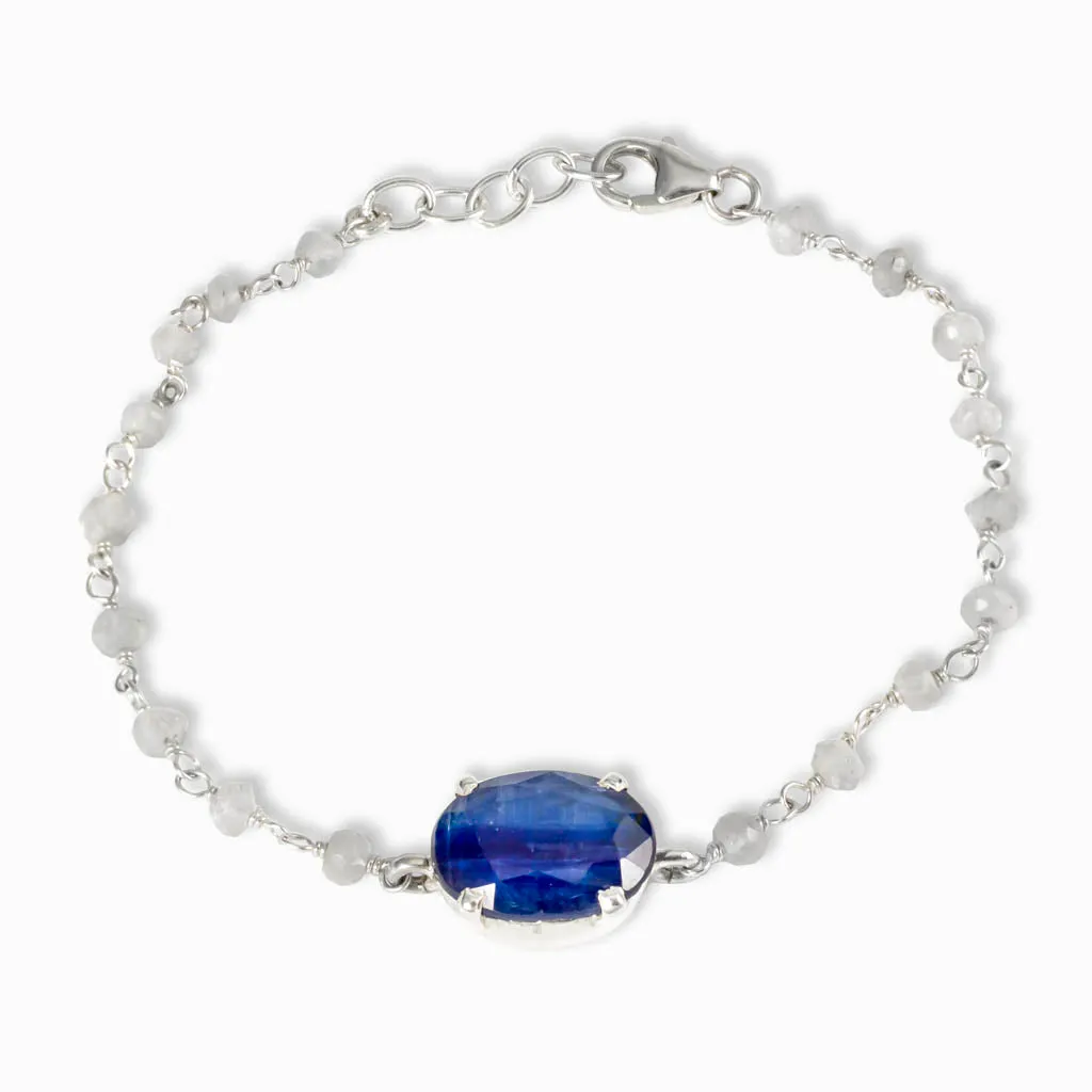 Kyanite and Rainbow Moonstone Bracelet