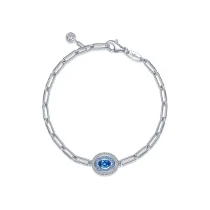 Lafonn Simulated Diamond Blue Topaz Double-Halo Link Bracelet B0186BTP78