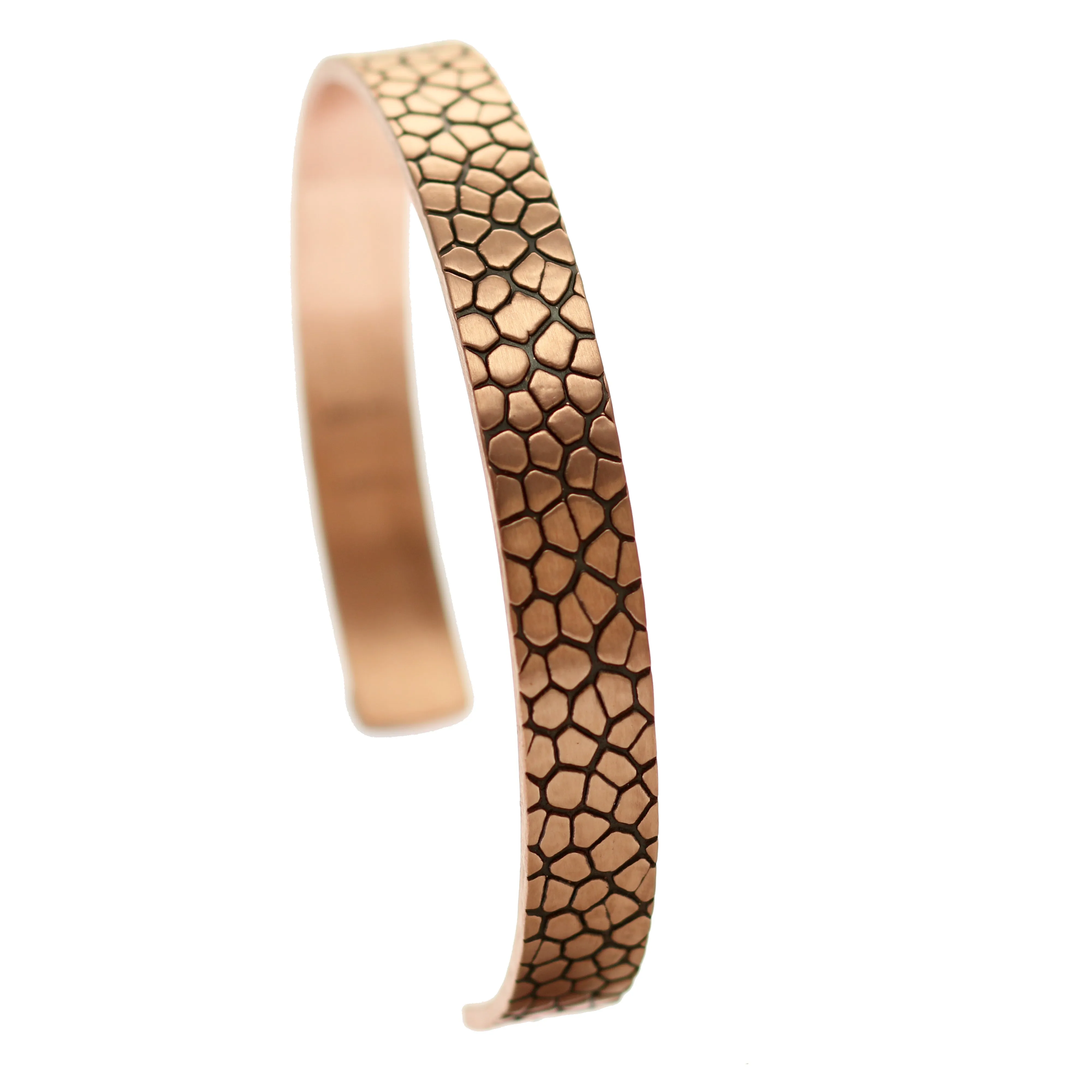 Men's Embossed Snakeskin Solid Copper Cuff - 10 MM Wide