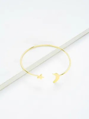 Moon & Star Design Cuff Bracelet